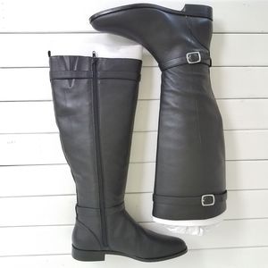 Ann Taylor Adalia Black Riding Boot Buckle NIB 8